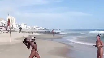 Sexy girls playing volleyball with boobs -girls, playing on beach #3