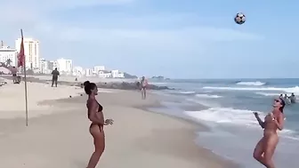 Sexy girls playing volleyball with boobs -girls, playing on beach #4