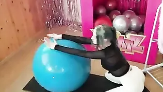 yoga with ball in super cute leggings #2