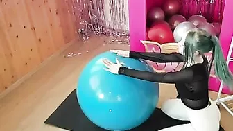 yoga with ball in super cute leggings #4