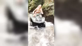 HANNAH PALMER rides an ATV through a waterfall in Bali #shorts #4