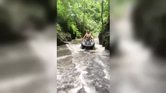 HANNAH PALMER rides an ATV through a waterfall in Bali Part 2 #shorts #2