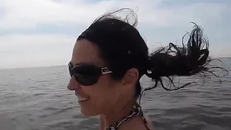 Thong Bikini Woman On Motor Boat Vacation #3